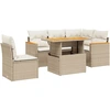 Image de vidaXL Ensemble de salon de jardin 6 pièces avec coussins Beige Poly Rattan
