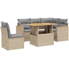 Image de vidaXL Ensemble de salon de jardin 6 pièces avec coussins Beige Poly Rattan