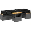 Image de vidaXL Ensemble de salon de jardin 7 pièces avec coussins noir poly rotin