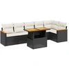 Image de vidaXL Ensemble de salon de jardin 7 pièces avec coussins noir poly rotin