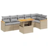 Image de vidaXL Ensemble de salon de jardin 7 pièces avec coussins Beige Poly Rattan