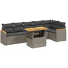 Image de vidaXL Ensemble de salon de jardin 7 pièces avec coussins Gris Poly rotin