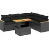 Image de vidaXL Ensemble de salon de jardin 7 pièces avec coussins noir poly rotin