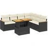 Image de vidaXL Ensemble de salon de jardin 7 pièces avec coussins noir poly rotin