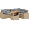 Image de vidaXL Ensemble de salon de jardin 7 pièces avec coussins Beige Poly Rattan