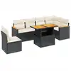 Image de vidaXL Ensemble de salon de jardin 7 pièces avec coussins noir poly rotin