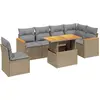 Image de vidaXL Ensemble de salon de jardin 7 pièces avec coussins Beige Poly Rattan