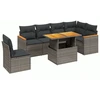 Image de vidaXL Ensemble de salon de jardin 7 pièces avec coussins Gris Poly rotin