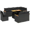 Image de vidaXL Ensemble de salon de jardin 9 pièces avec coussins noir poly rotin