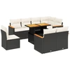 Image de vidaXL Ensemble de salon de jardin 9 pièces avec coussins noir poly rotin