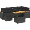 Image de vidaXL Ensemble de salon de jardin 7 pièces avec coussins noir poly rotin