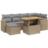 Image de vidaXL Ensemble de salon de jardin 7 pièces avec coussins Beige Poly Rattan