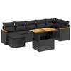 Image de vidaXL Ensemble de jardin canapé 8 pièces avec coussins noir poly rotin