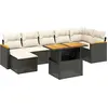 Image de vidaXL Ensemble de jardin canapé 8 pièces avec coussins noir poly rotin