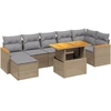 Image de vidaXL Ensemble de jardin canapé 8 pièces avec coussins Beige Poly Rattan