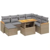 Image de vidaXL Ensemble de jardin canapé 8 pièces avec coussins Beige Poly Rattan