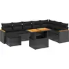 Image de vidaXL Ensemble de salon de jardin 9 pièces avec coussins noir poly rotin
