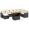 Image de vidaXL Ensemble de salon de jardin 9 pièces avec coussins noir poly rotin