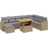 Image de vidaXL Ensemble de salon de jardin 9 pièces avec coussins beige Poly rotin