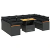 Image de vidaXL Ensemble de 10 canapés de jardin avec coussins noir poly rotin