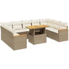Image de vidaXL Ensemble de salon de jardin 10 pièces avec coussins Beige Poly Rattan