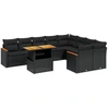 Image de vidaXL Ensemble de 10 canapés de jardin avec coussins noir poly rotin