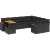 Image de vidaXL Ensemble de 10 canapés de jardin avec coussins noir poly rotin