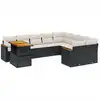 Image de vidaXL Ensemble de 10 canapés de jardin avec coussins noir poly rotin