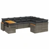Image de vidaXL Ensemble de salon de jardin 10 pièces avec coussins Gris Poly Rattan