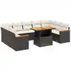 Image de vidaXL Ensemble de salon de jardin 11 pièces avec coussins noir poly rotin