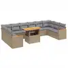 Image de vidaXL Ensemble de salon de jardin 11 pièces avec coussins Beige Poly Rattan