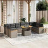 Image de vidaXL Ensemble de salon de jardin 11 pièces avec coussins Gris Poly rotin
