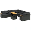 Image de vidaXL Ensemble de salon de jardin 11 pièces avec coussins noir poly rotin