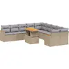 Image de vidaXL Ensemble de salon de jardin 11 pièces avec coussins Beige Poly Rattan
