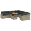 Image de vidaXL Ensemble de salon de jardin 11 pièces avec coussins Gris Poly rotin
