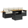 Image de vidaXL Ensemble de salon de jardin 5 pièces avec coussins noir poly rotin