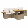 Image de vidaXL Ensemble de salon de jardin 5 pièces avec coussins Beige Poly Rattan