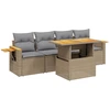 Image de vidaXL Ensemble de salon de jardin 5 pièces avec coussins Beige Poly Rattan