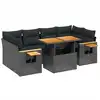 Image de vidaXL Ensemble de salon de jardin 7 pièces avec coussins noir poly rotin