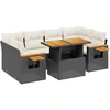 Image de vidaXL Ensemble de salon de jardin 7 pièces avec coussins noir poly rotin