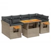 Image de vidaXL Ensemble de salon de jardin 7 pièces avec coussins Gris Poly rotin