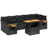 Image de vidaXL Ensemble de jardin canapé 8 pièces avec coussins noir poly rotin