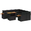 Image de vidaXL Ensemble de salon de jardin 9 pièces avec coussins noir poly rotin