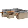 Image de vidaXL Ensemble de salon de jardin 9 pièces avec coussins beige Poly rotin