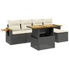 Image de vidaXL Ensemble de salon de jardin 6 pièces avec coussins noir poly rotin