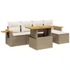Image de vidaXL Ensemble de salon de jardin 6 pièces avec coussins Beige Poly Rattan