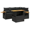 Image de vidaXL Ensemble de salon de jardin 5 pièces avec coussins noir poly rotin