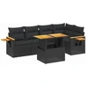 Image de vidaXL Ensemble de salon de jardin 6 pièces avec coussins noir poly rotin