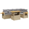 Image de vidaXL Ensemble de salon de jardin 6 pièces avec coussins Beige Poly Rattan