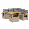 Image de vidaXL Ensemble de salon de jardin 6 pièces avec coussins Beige Poly Rattan